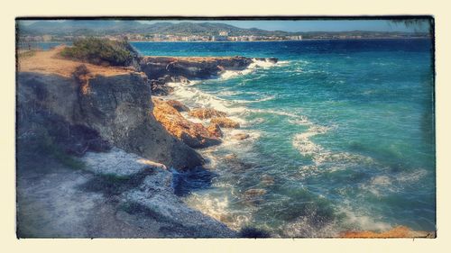 Aerial view of sea against sky