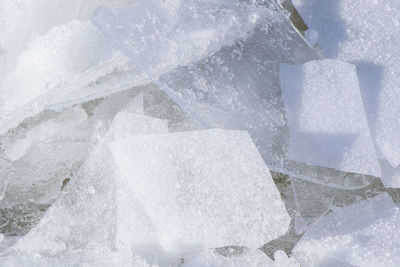 Ice texture, background and pattern. frozen water. broken ice.