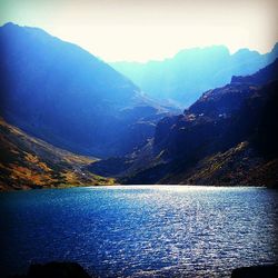 Scenic view of lake and mountains