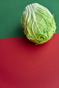 Close-up of vegetable on two tone background
