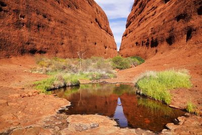 Scenic view of rock formation in lake