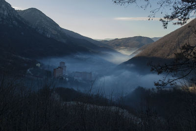 Scenic view of mountains against sky