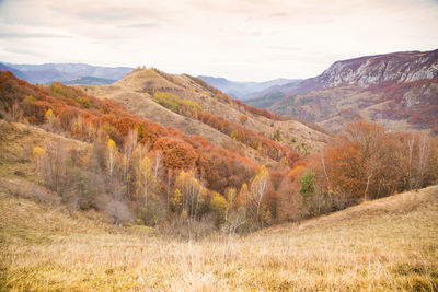 Scenic view of mountains against sky