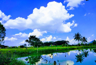 Scenic view of lake against sky