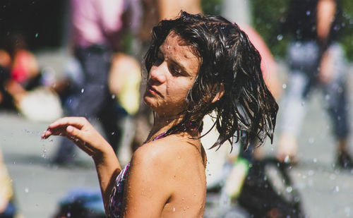 Portrait of woman in water