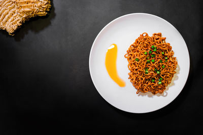 High angle view of meal served in plate