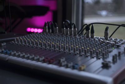 Close-up of sound mixer