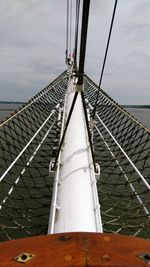 Low angle view of ship against sky