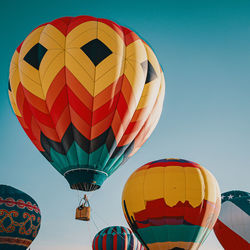 Low angle view of hot air balloon against sky