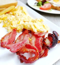 Close-up of breakfast served in plate