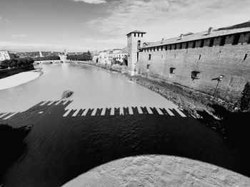 Bridge over river against sky