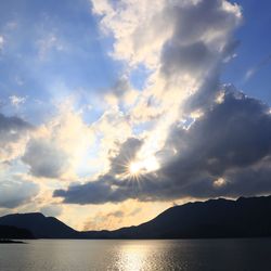 Scenic view of mountains at sunset