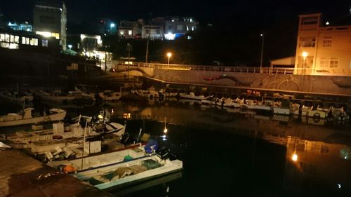 View of illuminated city at night