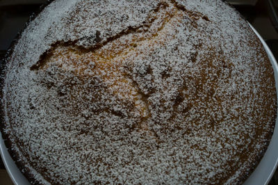 High angle view of bread in glass on table