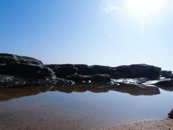 Scenic view of sea against clear sky