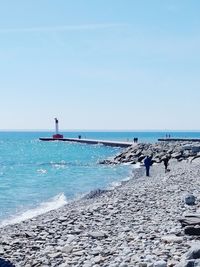 Scenic view of sea against clear sky