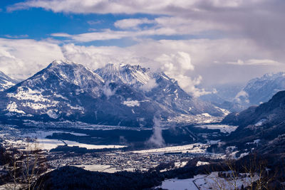 Scenic view of mountains against sky