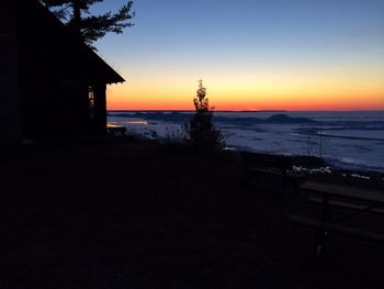 Scenic view of sea at sunset