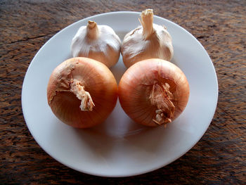 High angle view of eggs on table
