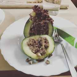 High angle view of meal served in plate