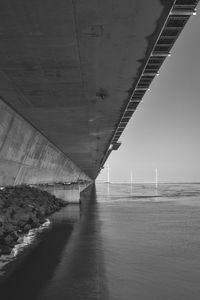 High angle view of bridge over sea against sky