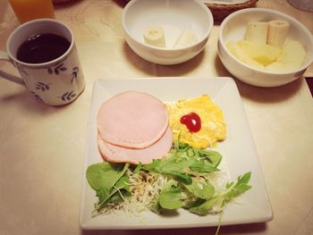 Close-up of food served in plate