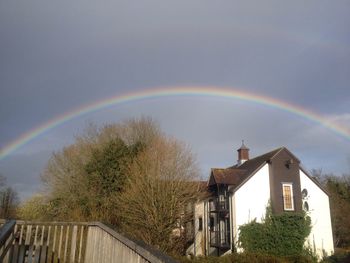 Scenic view of rainbow over trees