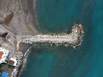 Aerial view of a breakwater