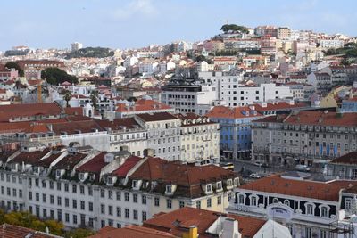 View of residential district against sky