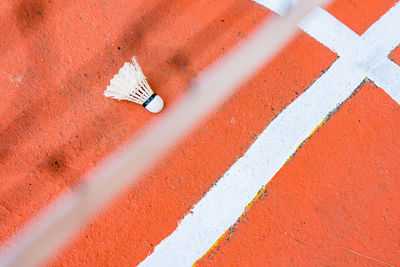 High angle view of arrow sign on wall