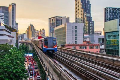 The skytrain in bangkok, thailand southeast asia