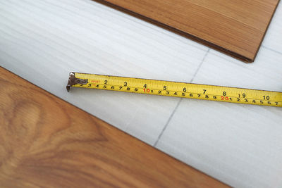 High angle view of text on table
