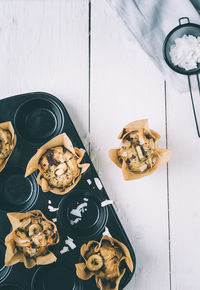 High angle view of food on table