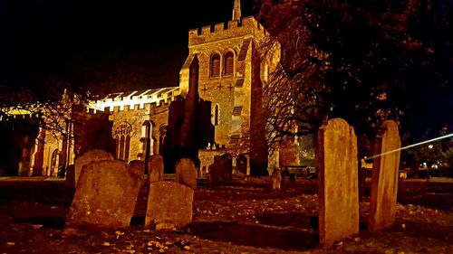 View of cemetery at night