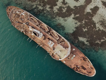 High angle view of boat in sea