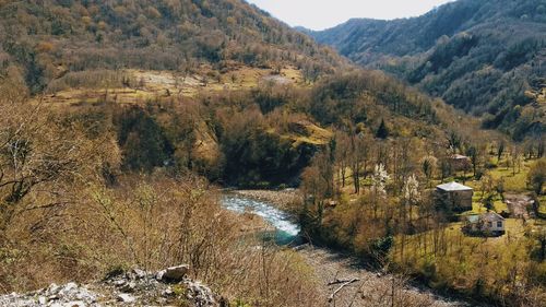 Scenic view of landscape and mountains