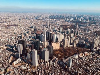 Aerial view of city buildings