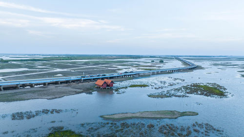 High angle view of sea against sky