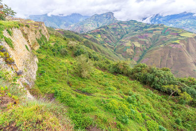 Old ruins on mountains at kuelap