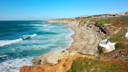 Scenic view of sea against clear sky