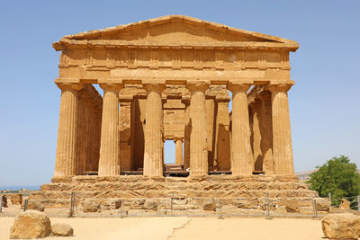 Old ruins of temple against clear sky