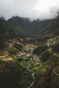 High angle view of green landscape