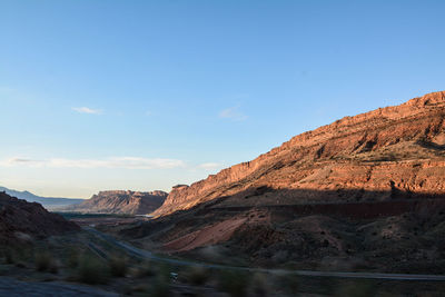 Scenic view of rocky mountains against sky