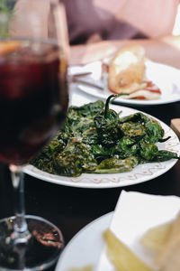 Close-up of meal served on table