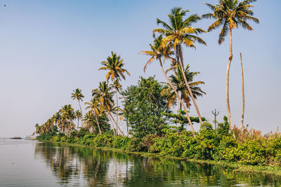 Scenic view of lake against clear sky