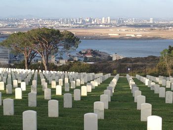 View of cemetery against sky