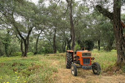 Tractor on agricultural field