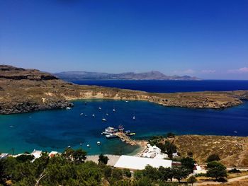 Scenic view of sea against blue sky