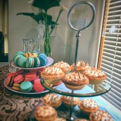 Close-up of cupcakes on table