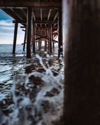 Surface level of pier over sea